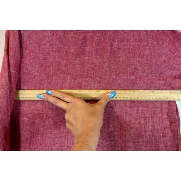 Soft Surroundings Red 100% Linen Long Sleeve Tunic Boating Blouse Top Petite M - Picture 8 of 9
